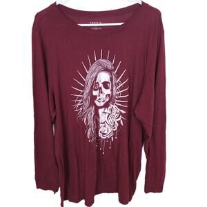 Torrid Top Muerta Girl Halloween Skull Day Of The Dead Graphic Tee Sz 3X Stretch